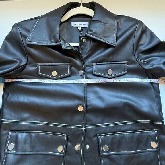 NWT WeWoreWhat Vegan Leather Western Jacket. In black with white stitching.  Siz - Picture 14 of 15